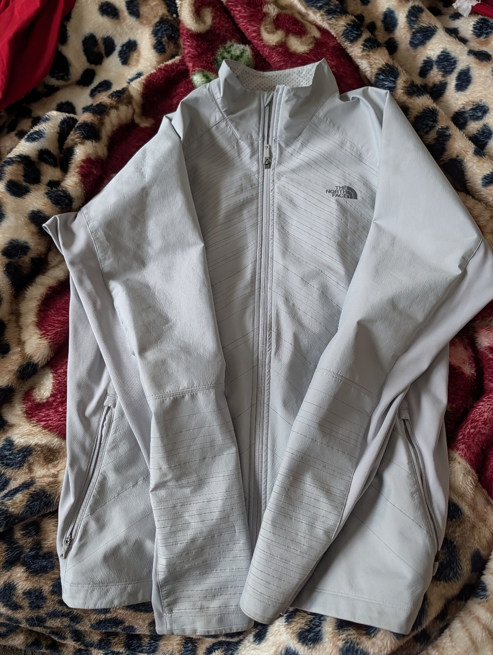 The North Face Light Gray Full Zip Softshell Jacket